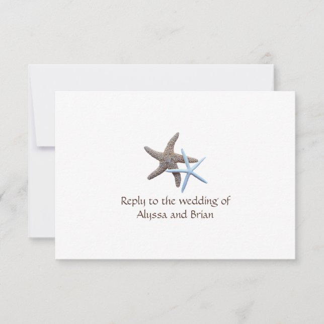 Starfish Couple White Reply Cards With Menu (Front)
