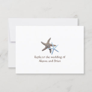 Starfish Couple White Reply Cards With Menu