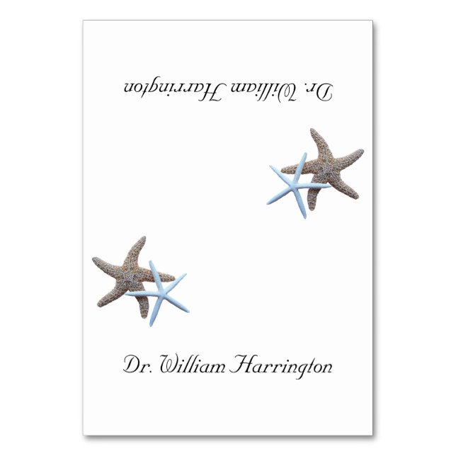 Starfish Couple White Tented Place Cards (Front)