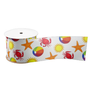 Starfish Crab Beachball Summer Sunshine Beach Satin Ribbon