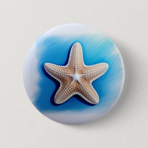 Starfish Crayon Drawing 6 Cm Round Badge
