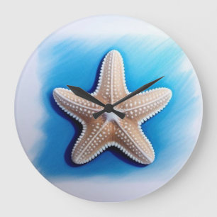 Starfish Crayon Drawing Large Clock