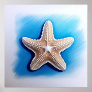 Starfish Crayon Drawing Poster