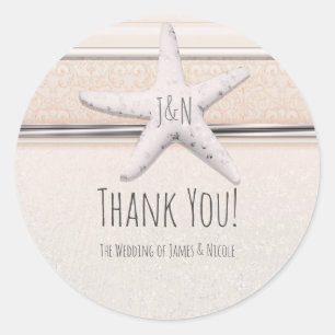 Starfish Creamy White Beach Elegant Wedding Classic Round Sticker