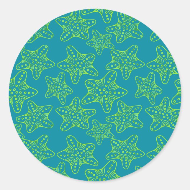 Starfish Crowd Pattern Classic Round Sticker (Front)