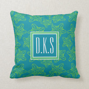 Starfish Crowd Pattern Monogram Cushion