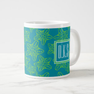 Starfish Crowd Pattern   Monogram Large Coffee Mug