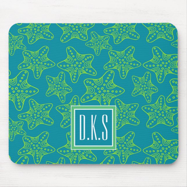 Starfish Crowd Pattern | Monogram Mouse Mat (Front)