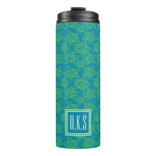 Starfish Crowd Pattern | Monogram Thermal Tumbler (Front)