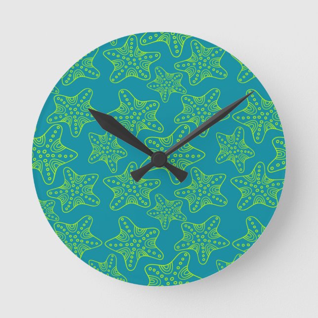 Starfish Crowd Pattern Round Clock (Front)