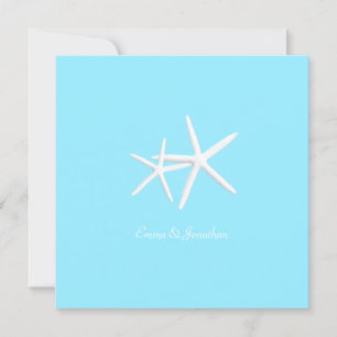 Starfish Decorated Aqua Beach Wedding Invitations