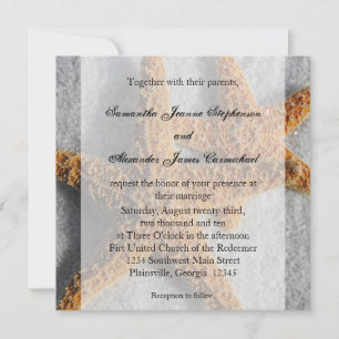 Starfish Duo in the Sand, Beach Wedding Square Invitation