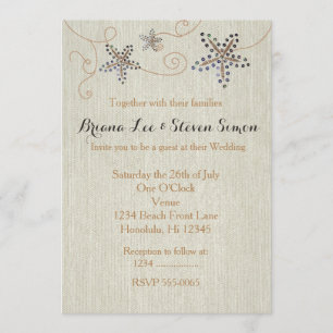 Starfish Elegance Beach Linen Wedding Invitation