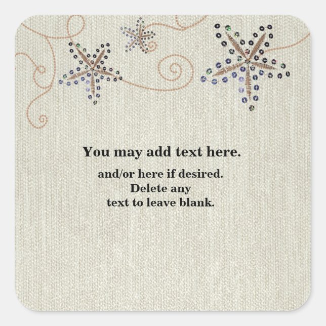 Starfish Elegance Beach Wedding Favour Sticker (Front)