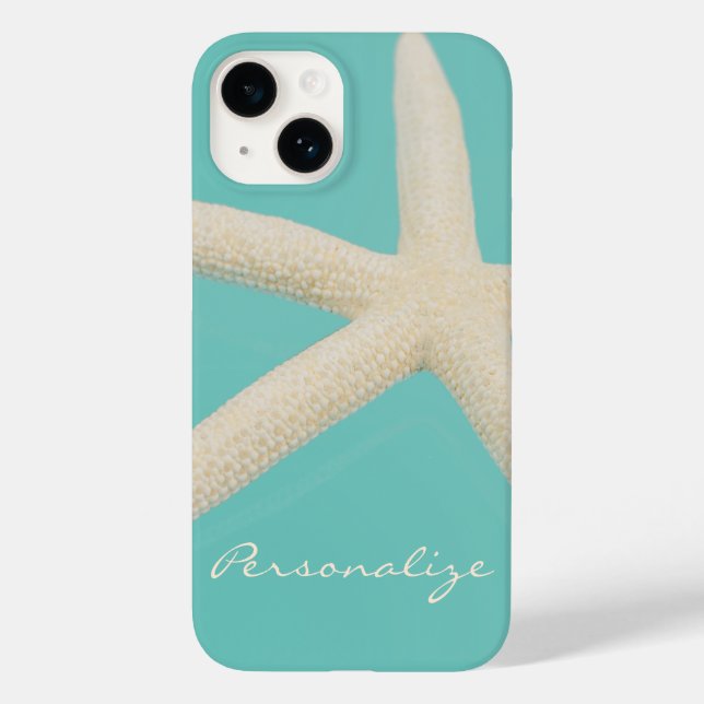 Starfish elegant ocean beach teal cream Case-Mate iPhone case (Back)