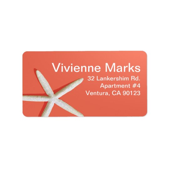 Starfish Fingers Beach | coral Address Label