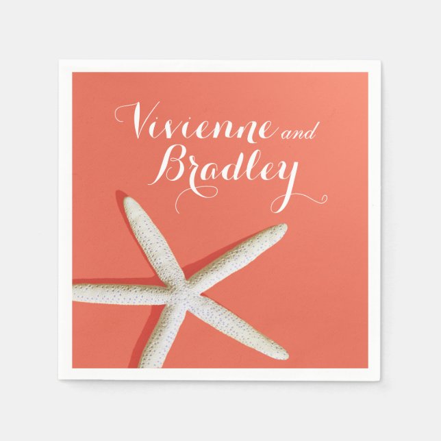 Starfish Fingers Beach | coral Napkin (Front)
