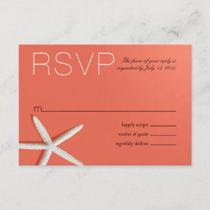Starfish Fingers Beach RSVP   coral Card