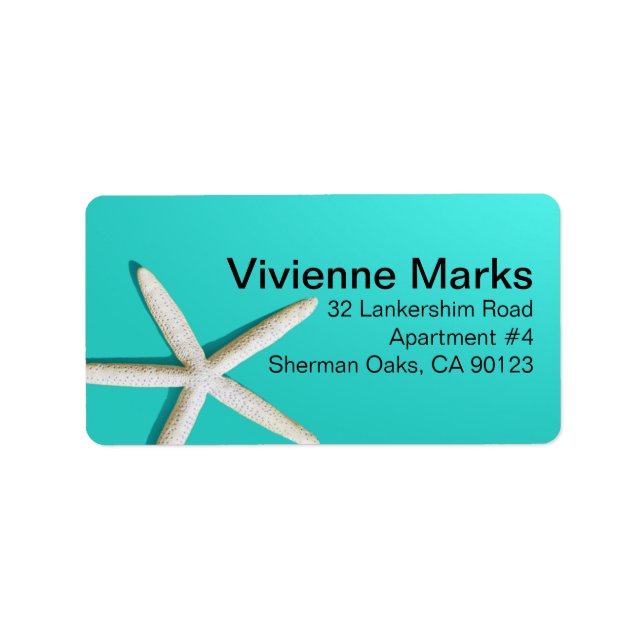 Starfish FIngers Beach | teal Label (Front)