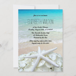 Starfish Floral Beach Bridal Shower Invitation