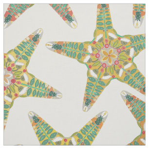 starfish flowers off white fabric