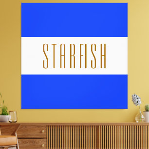 STARFISH Fun Bright Nautical Blue White Stripes Canvas Print