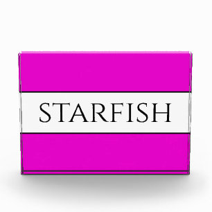 STARFISH Fun Bright Tropical Pink White Stripes Photo Block