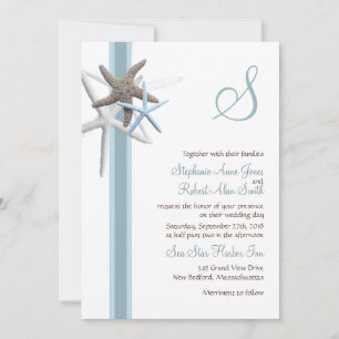 Starfish Gathering Monogrammed Wedding Invitations