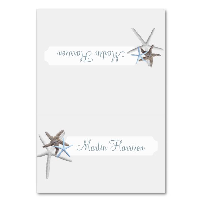 Starfish Gathering Tented Place Cards With Name (Front)