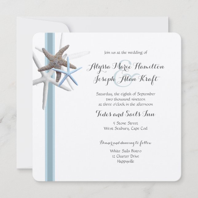 Starfish Gathering Wedding and Reception Invitation (Front)