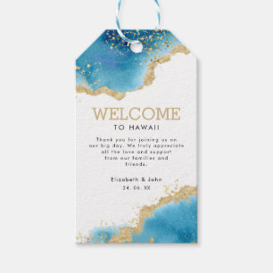 Starfish Gold & Blue Ocean Theme Wedding Welcome Gift Tags
