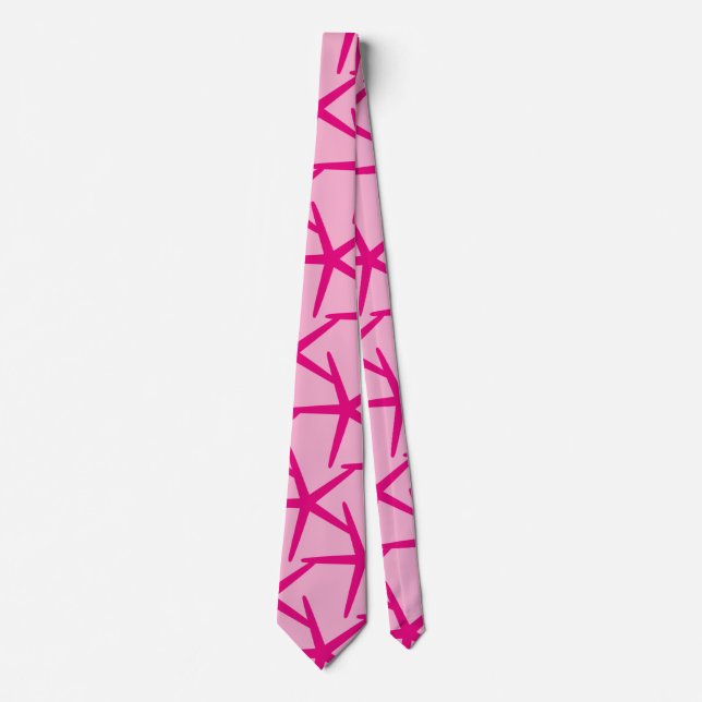 Starfish Hot Pink Nautical Beach Style Colourful Tie (Front)