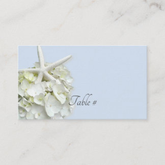 Starfish Hydrangea Blue Table Number Place Card