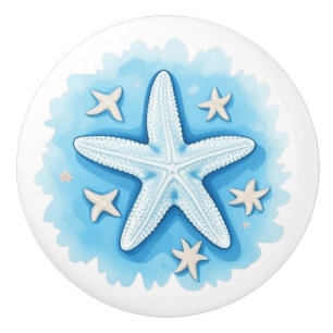 Starfish in Blue Ceramic Knob