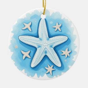 Starfish in Blue Ceramic Tree Decoration