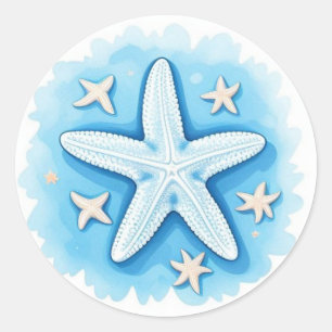 Starfish in Blue Classic Round Sticker