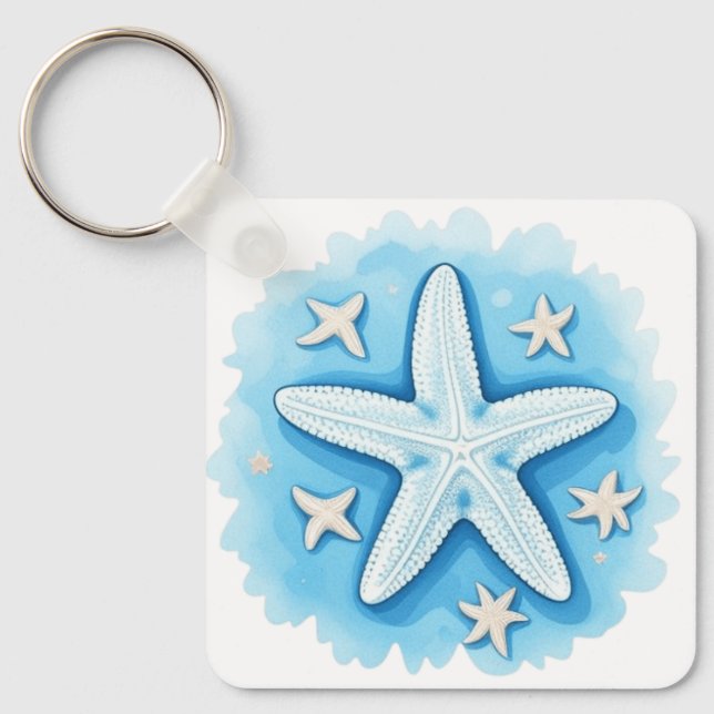 Starfish in Blue Key Ring (Front)