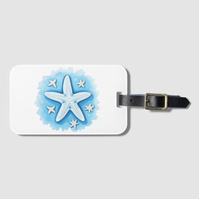 Starfish in Blue Luggage Tag (Front Horizontal)