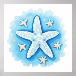 Starfish in Blue Poster