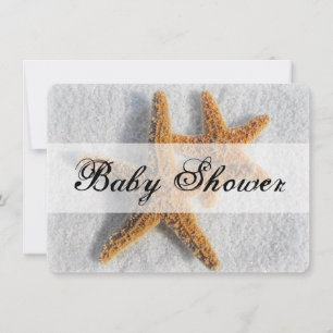 Starfish in Sand Beach Theme Baby Shower Invitation