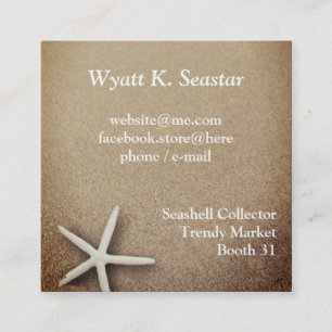 Starfish in Sand Coastal Beach Square Business Card