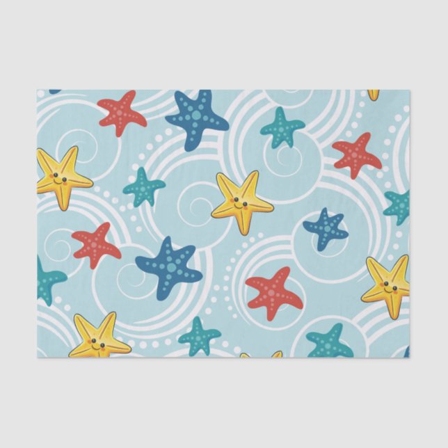 Starfish in Swirly Ocean Tissue Paper (Front)