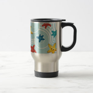 Starfish in Swirly Ocean Travel Mug