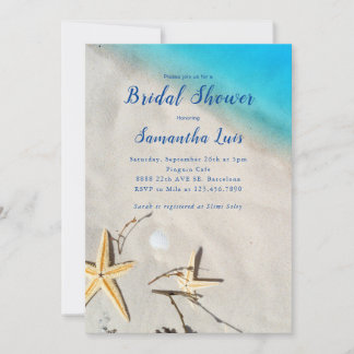 Starfish In The Sand Beach Bridal Shower Invitation