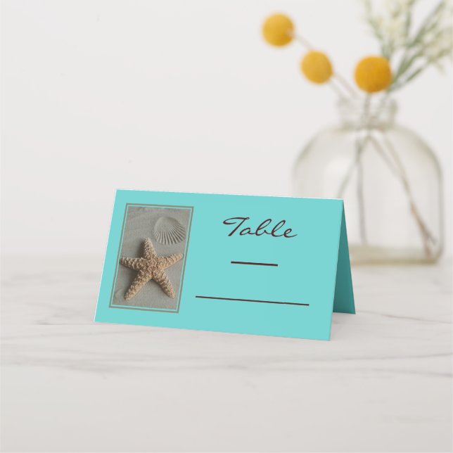 Starfish in the Sand Beach Place Card (Front)