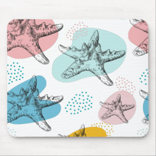 Starfish in trendy colours elegant pattern mouse mat