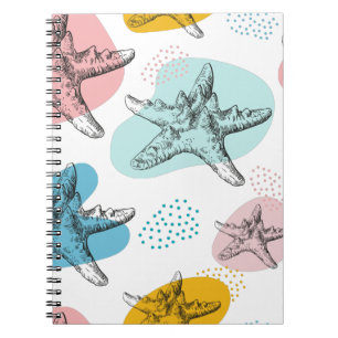 Starfish in trendy colours elegant pattern notebook