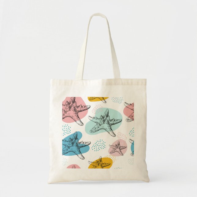 Starfish in trendy colours elegant pattern tote bag (Front)