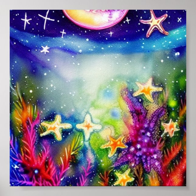 Starfish ink and water art poster (Front)
