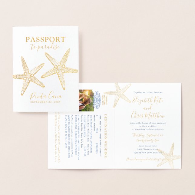Starfish Invitation Beach Wedding Passport (Display)